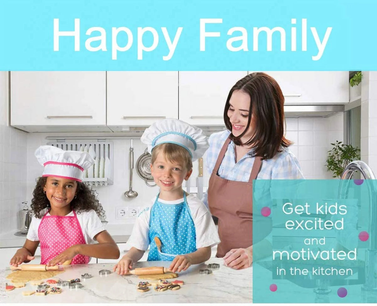 Kids Cooking Set, 11 Piece Chef Role Play Kit for Girls Ages 3-8, Includes Apron, Chef Hat, Oven Mitt, Utensils & Baking Tools, Pretend Play Kitchen Gift, Blue