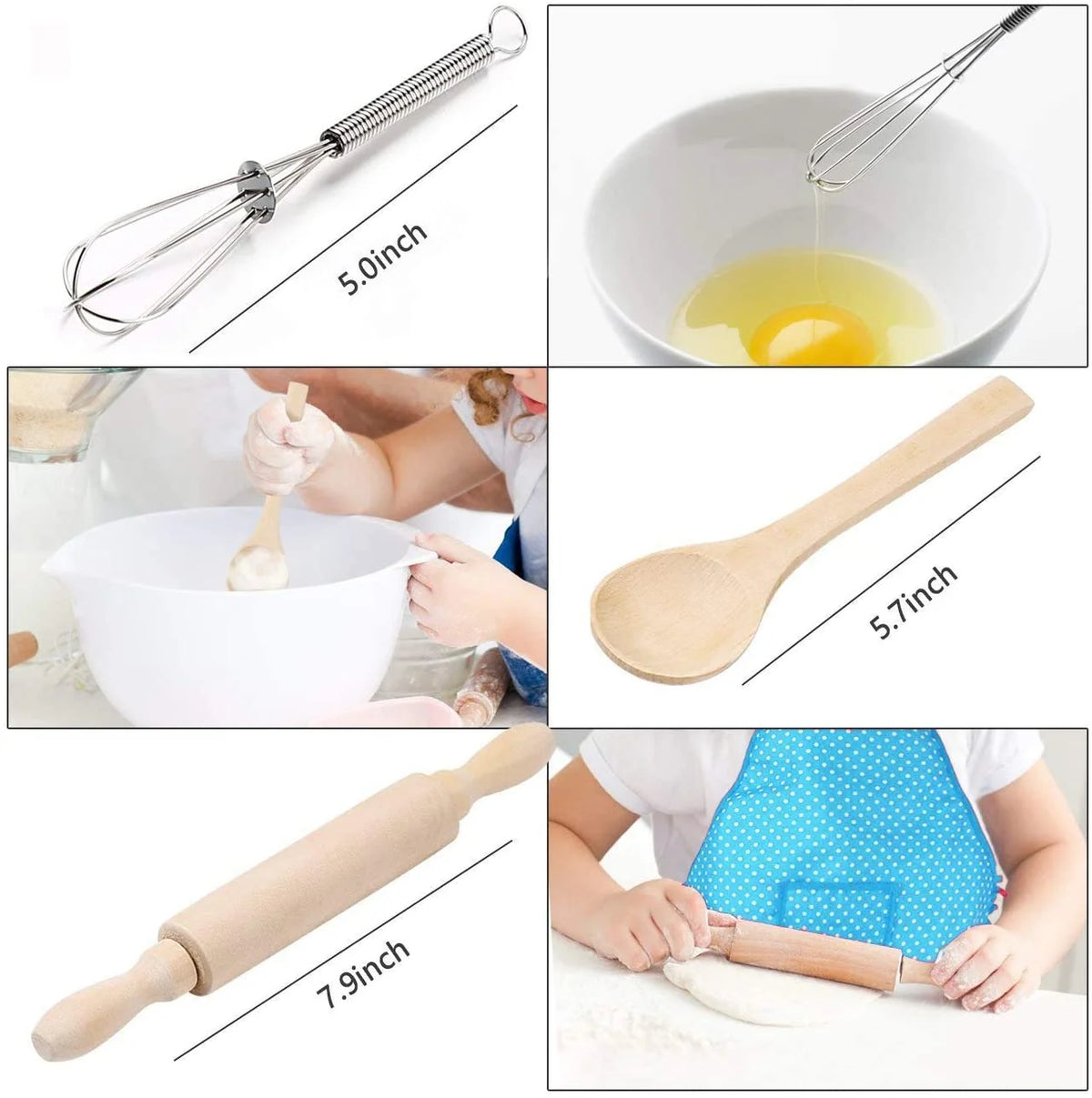 Kids Cooking Set, 11 Piece Chef Role Play Kit for Girls Ages 3-8, Includes Apron, Chef Hat, Oven Mitt, Utensils & Baking Tools, Pretend Play Kitchen Gift, Blue