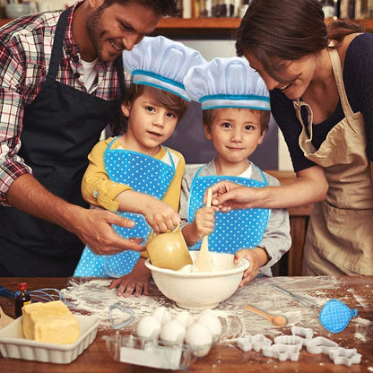 Kids Cooking Set, 11 Piece Chef Role Play Kit for Girls Ages 3-8, Includes Apron, Chef Hat, Oven Mitt, Utensils & Baking Tools, Pretend Play Kitchen Gift, Blue